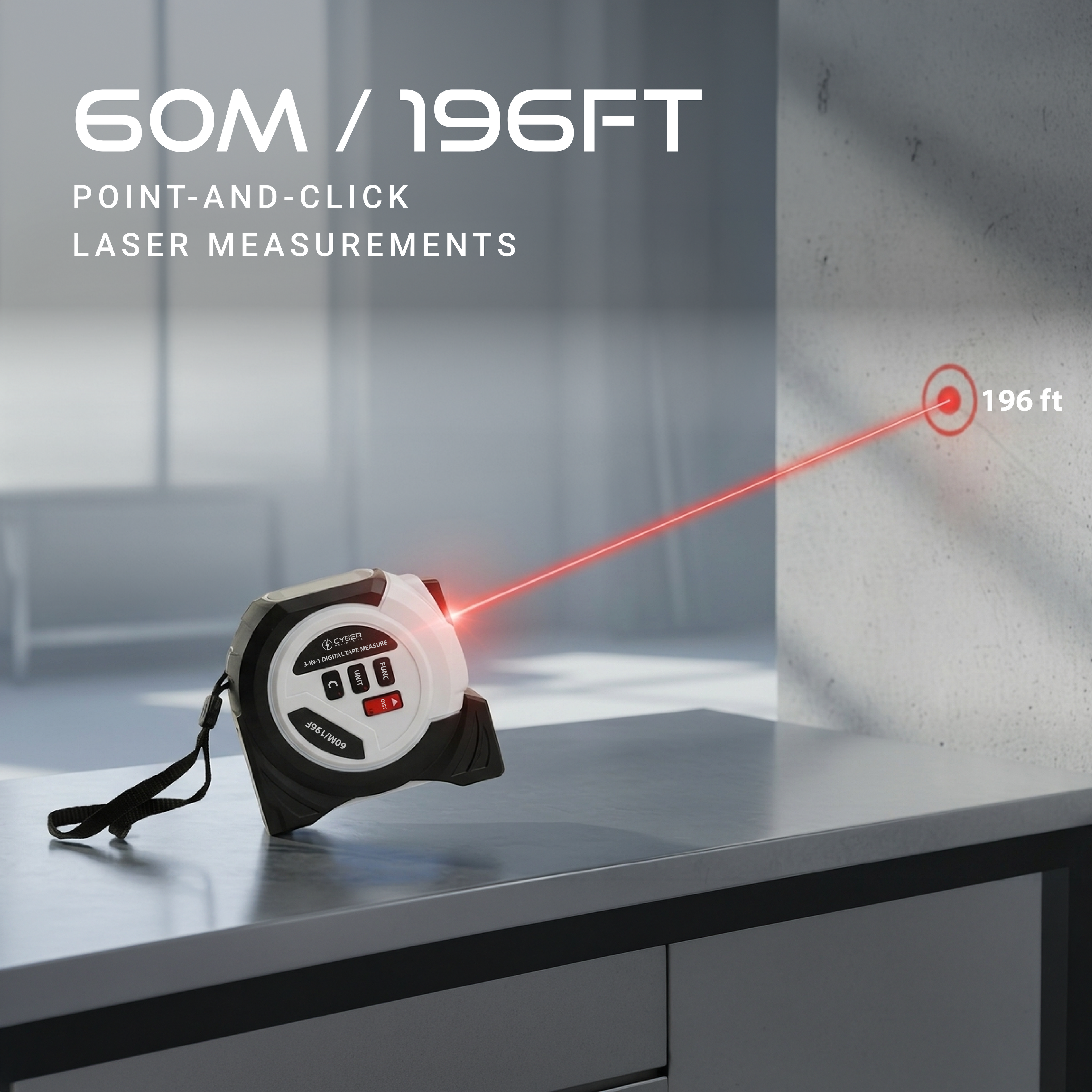 Cyber Measure Pro 3-in-1 Professional Laser Tape Measure
