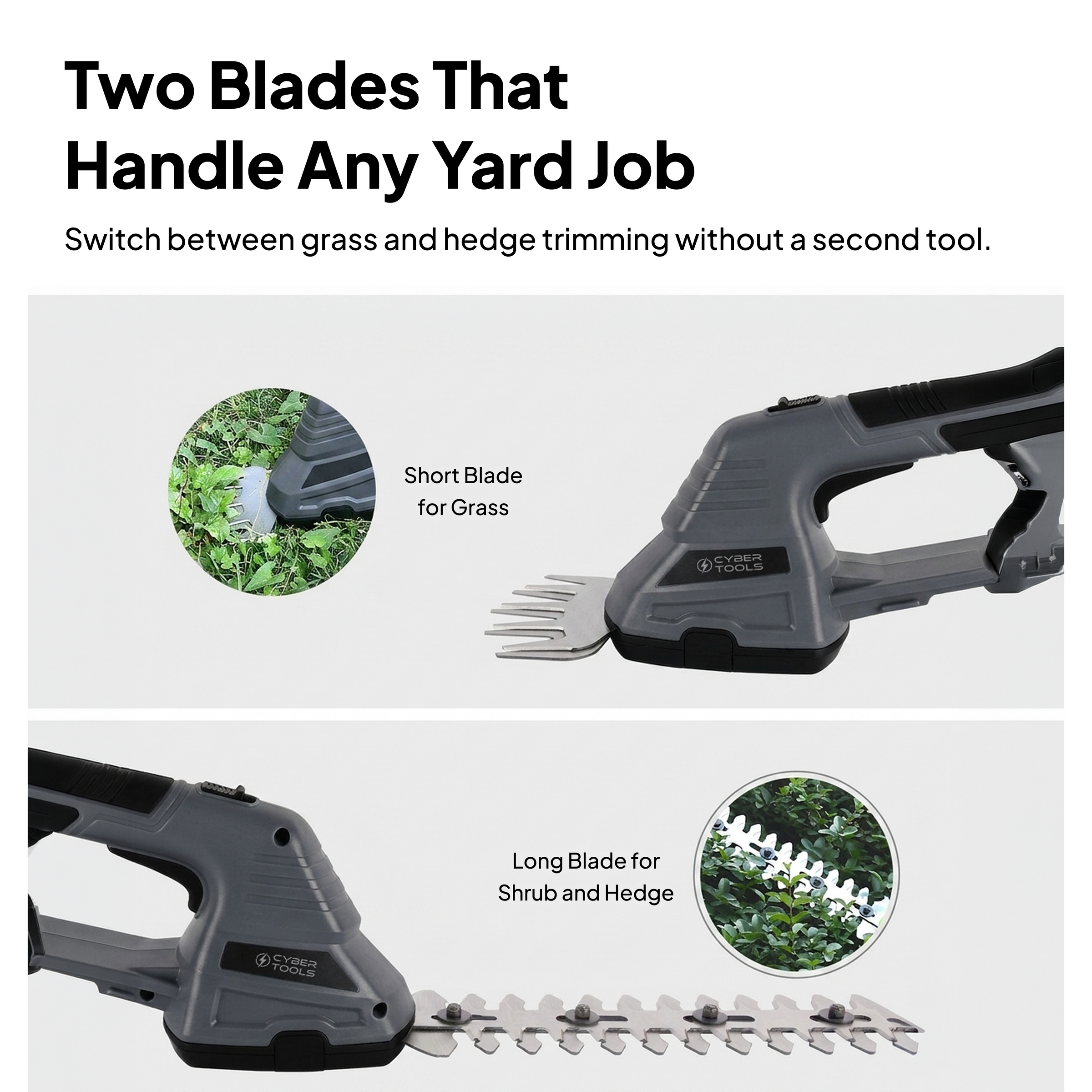CYBER HedgeMaster Pro 3-in-1 Extended Cordless Hedge Trimmer