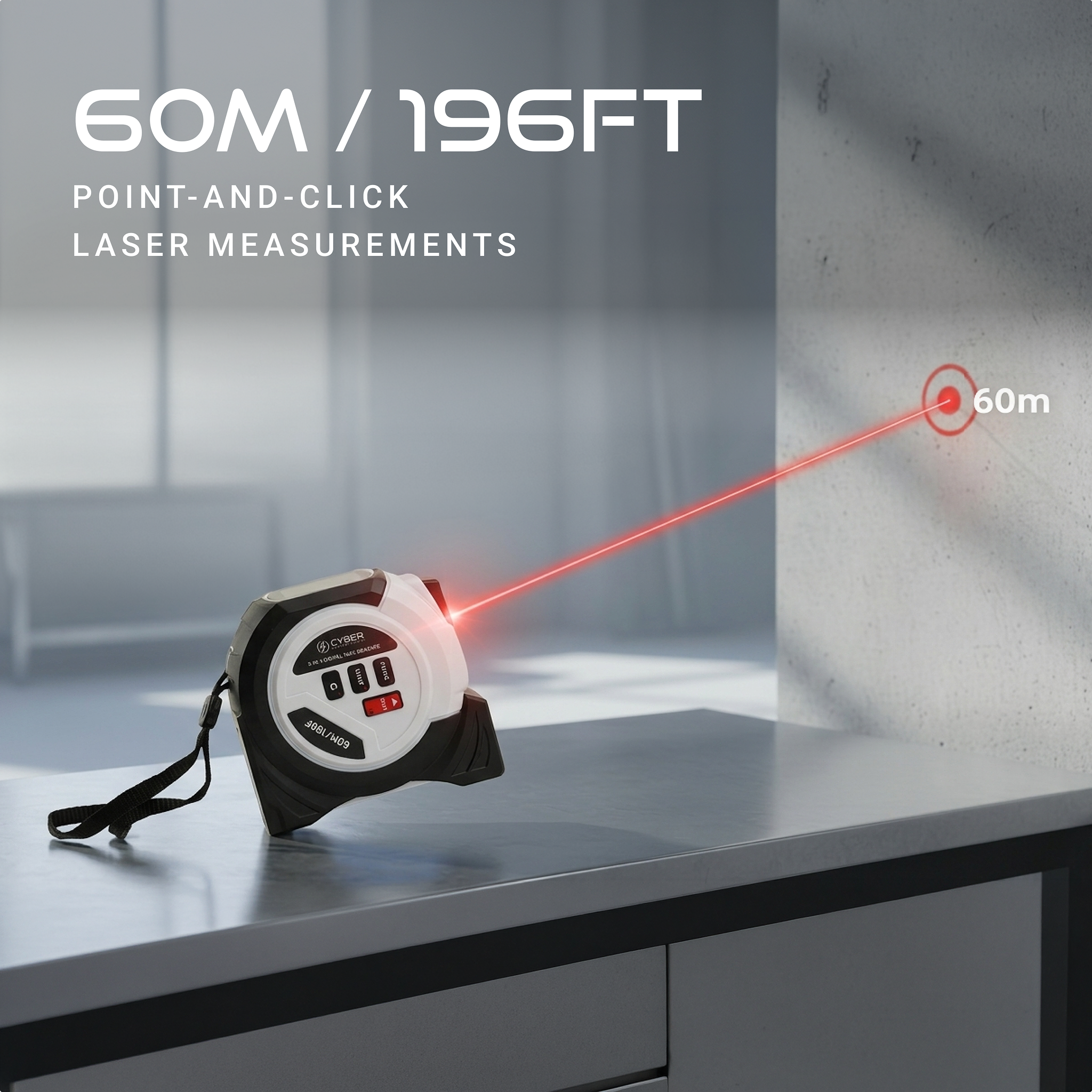 Cyber Measure Pro 3-in-1 Professional Laser Tape Measure