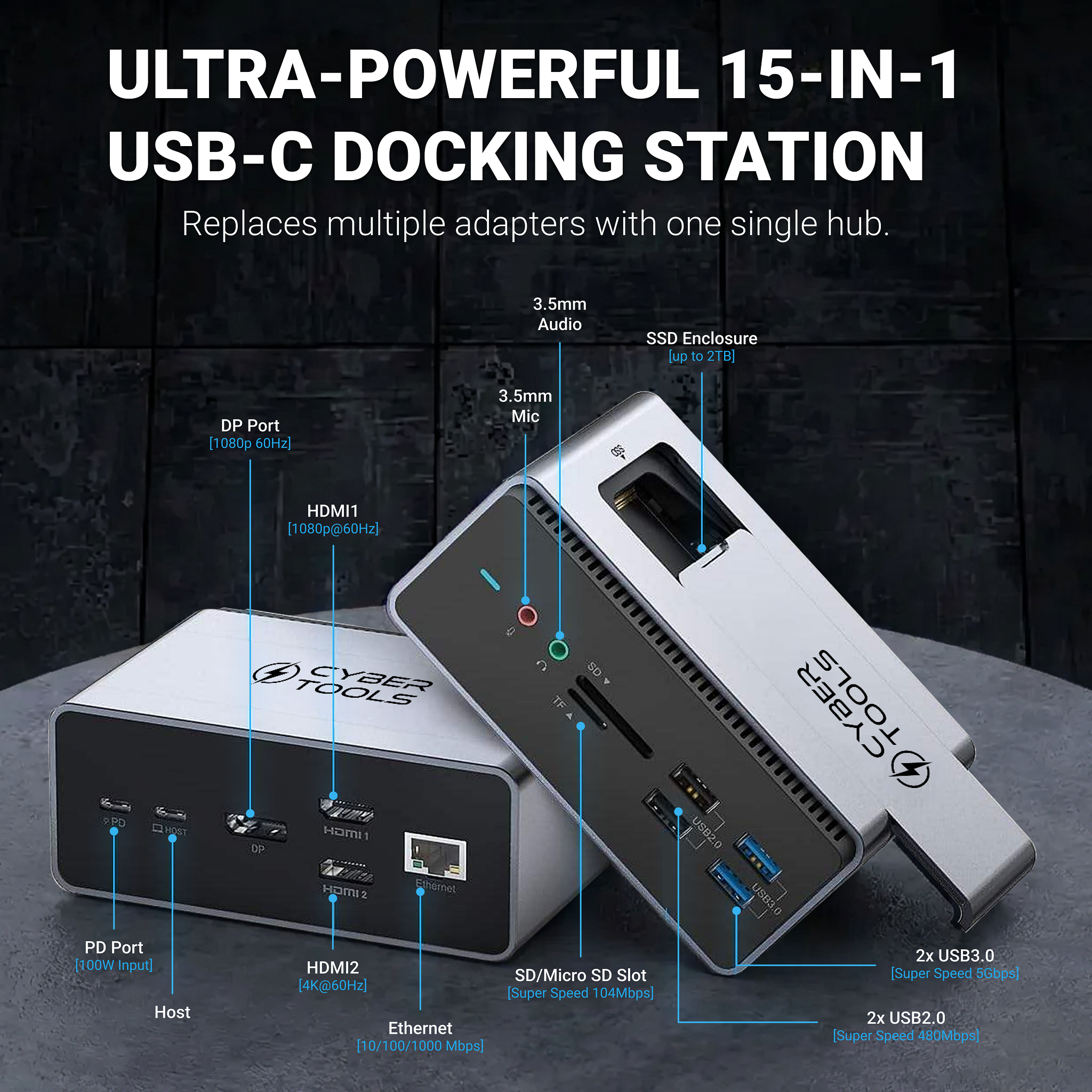 Cyberdock Infinity 15-in-1 USB-C Docking Station