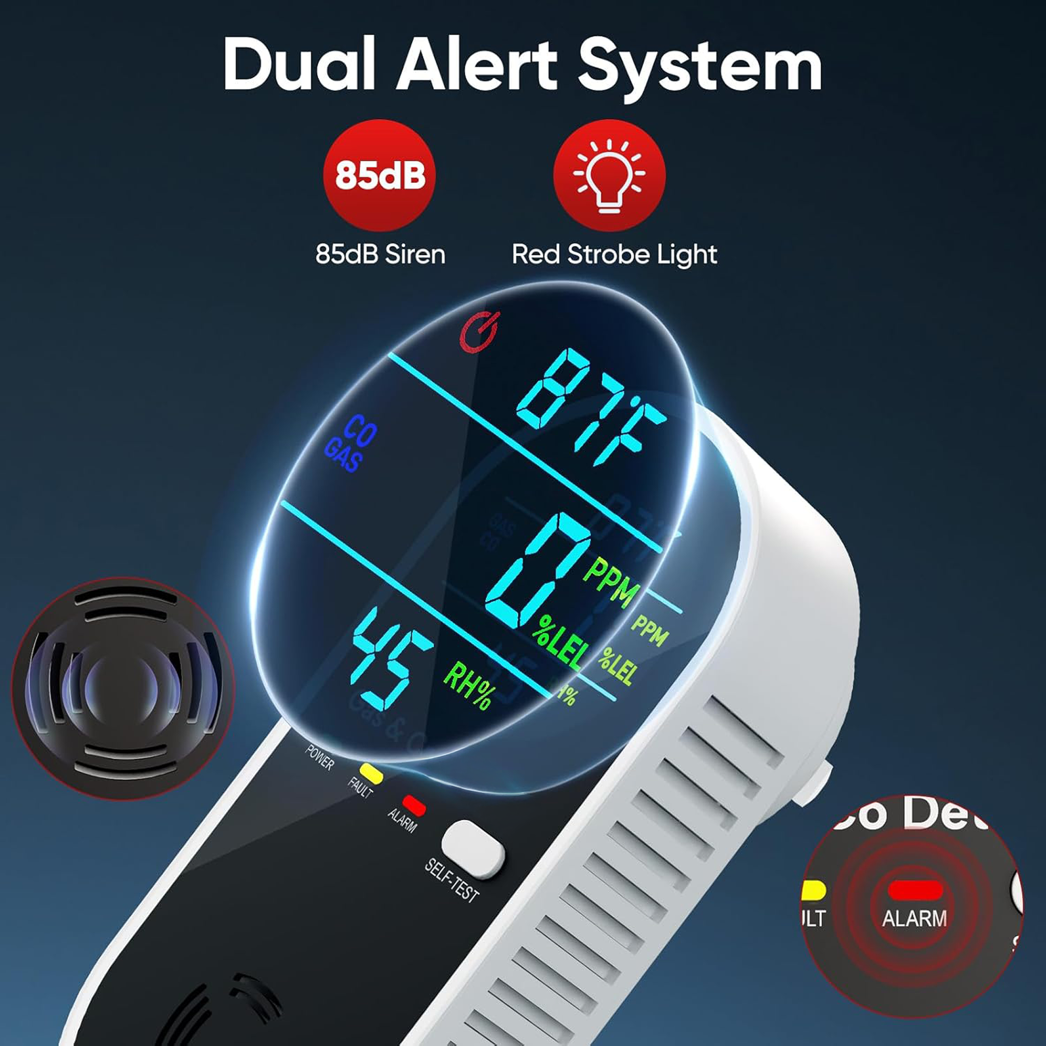 CyberSense Carbon Monoxide Detector-dual-alert