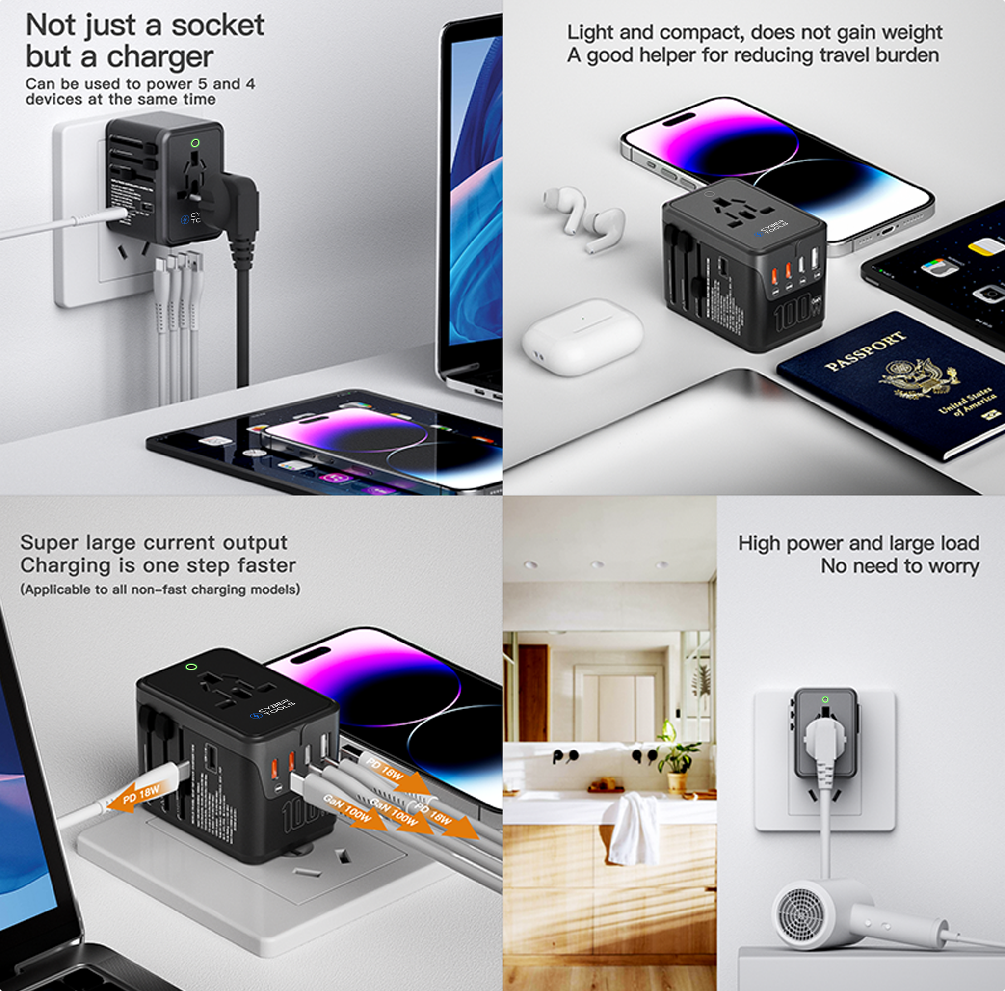 PortVault 360 Universal Travel Adapter-Converter