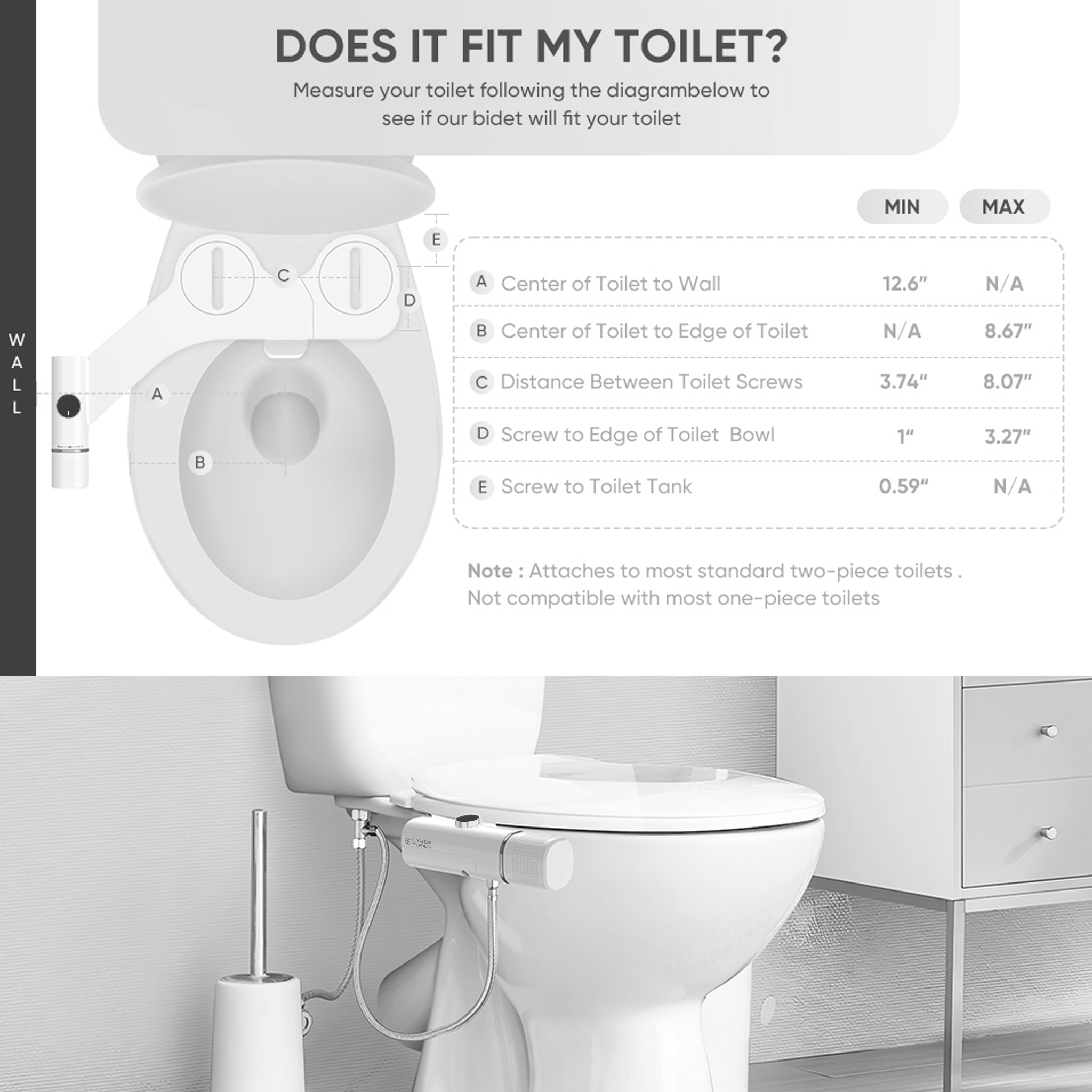 AquaLoo Ultra Slim Bidet Attachment for Toilet
